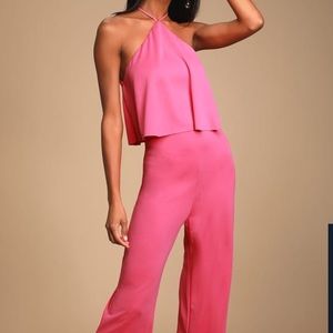 NWT Hang With Me Pink Halter Jumpsuit